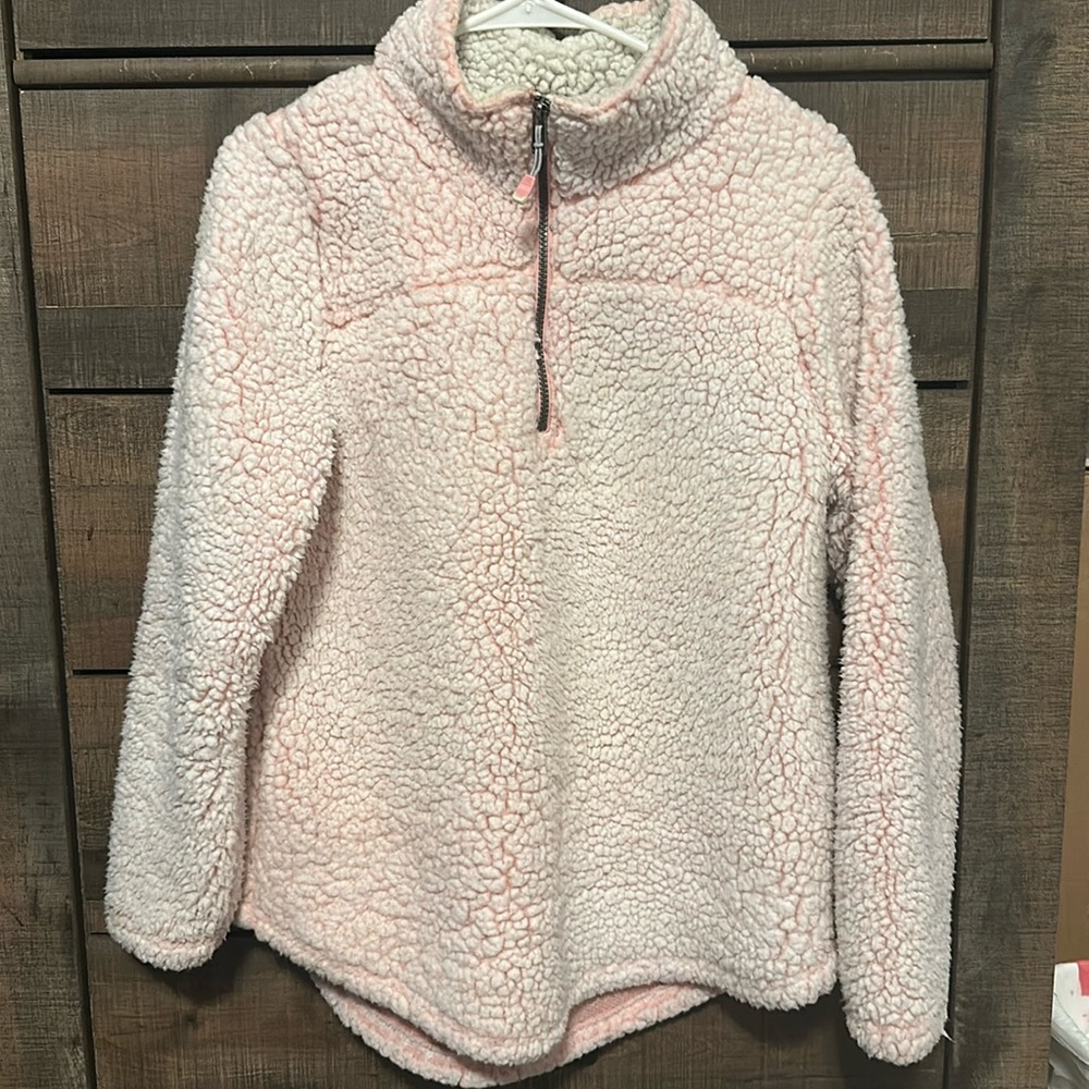 Pink & grey Sherpa 1/4 zip